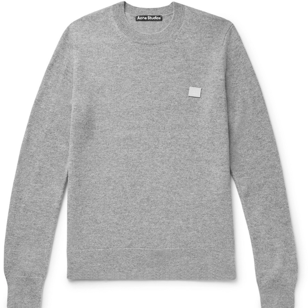 NWT ACNE STUDIOS Men Kalon Logo-Appliquéd Wool Gray Sweater